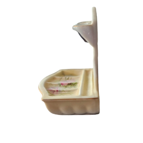 Vintage Nippon Hand Painted Porcelain Toothbrush Soap Holder Hang Stationary - Picture 2 of 8